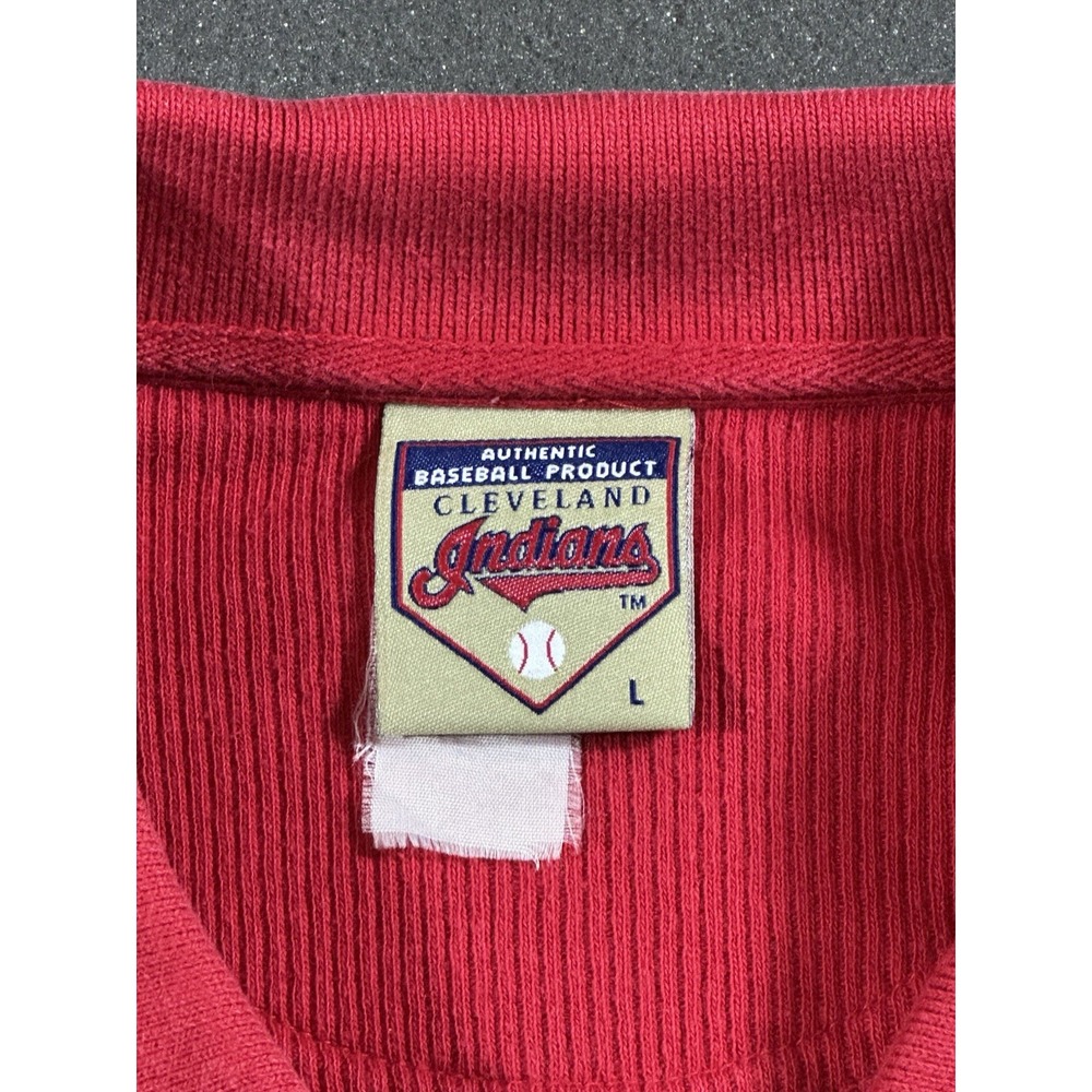 Vintage Cleveland Indians Knit Red Polo Large With Embroidered Chief Wahoo - Picture 4 of 8